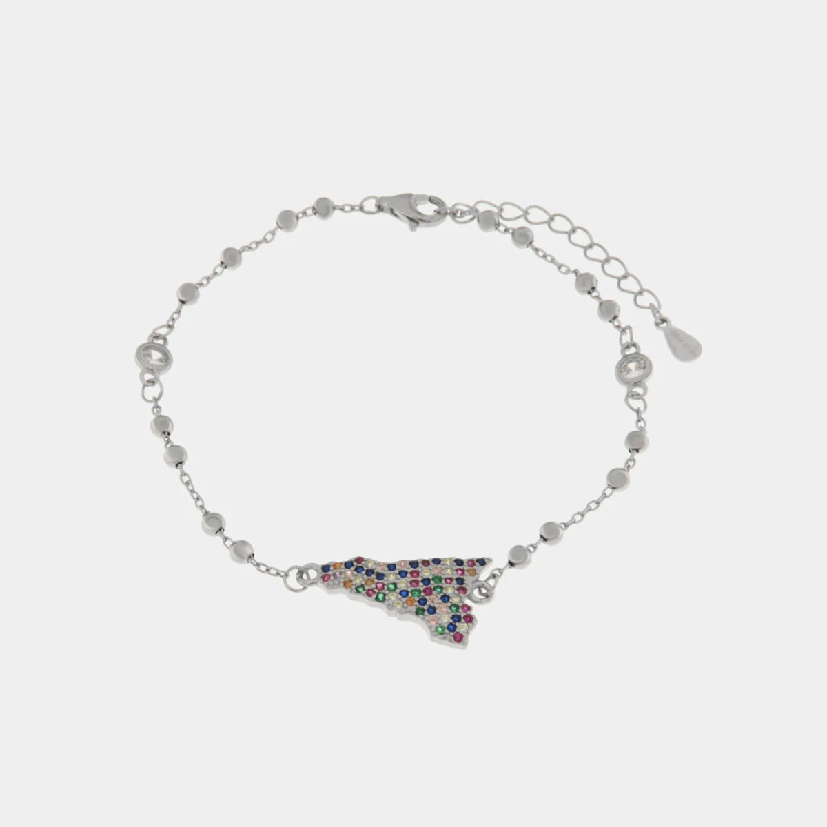 Bracciale in argento con ciondolo Sicilia e zirconi colorati | Rohome
