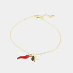 Bracciale in argento oro con ciondolo corno portafortuna | Rohome