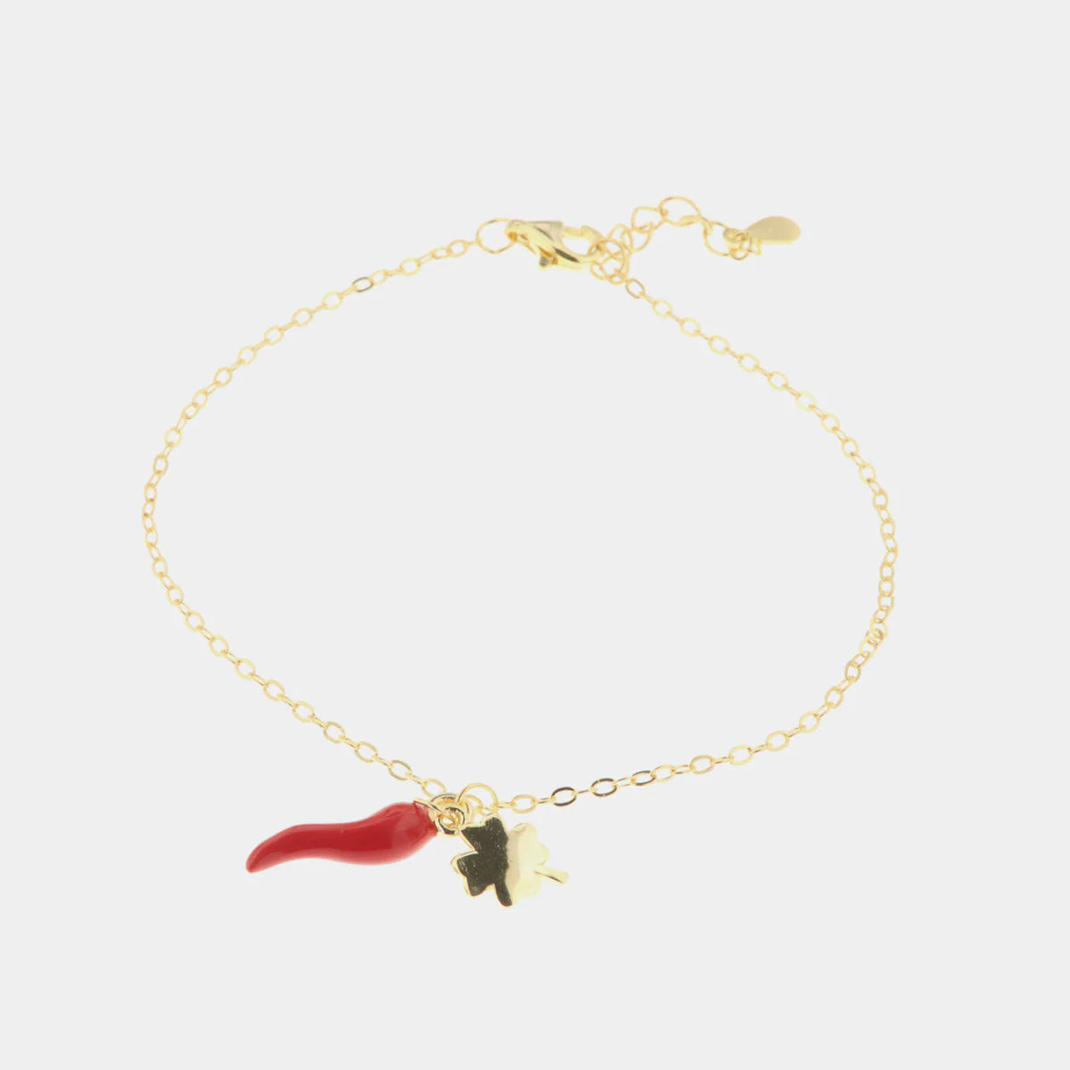 Bracciale in argento oro con ciondolo corno portafortuna | Rohome