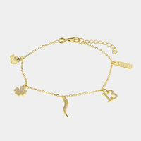 Bracciale in argento oro con ciondoli portafortuna e zirconi | Rohome