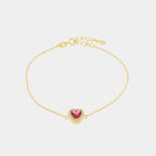 Bracciale in Metallo  con cristalli e cuore rosso | Rohome