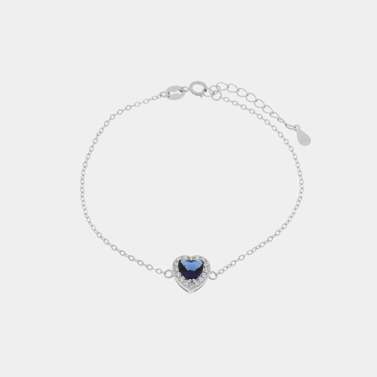 Bracciale in argento con zircone e cuore blu | Rohome
