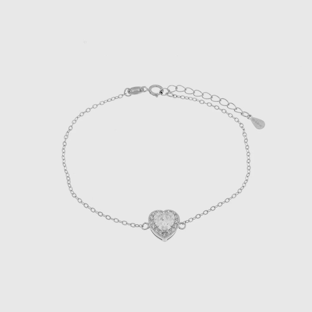 Bracciale in argento con zircone e cuore trasparente | Rohome
