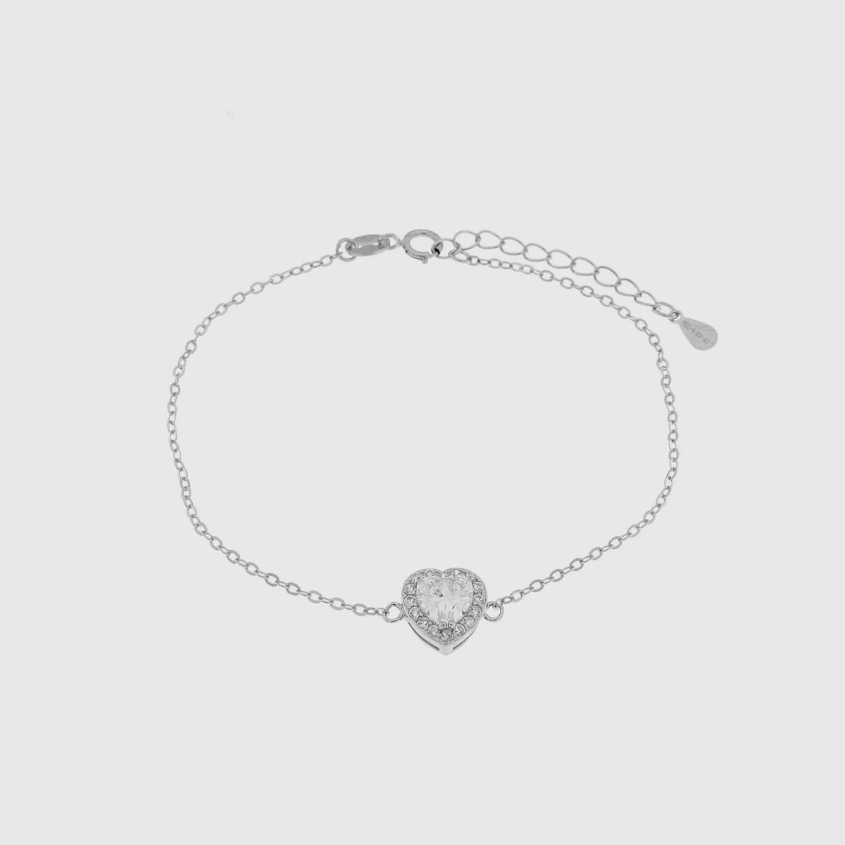 Bracciale in argento con zircone e cuore trasparente | Rohome