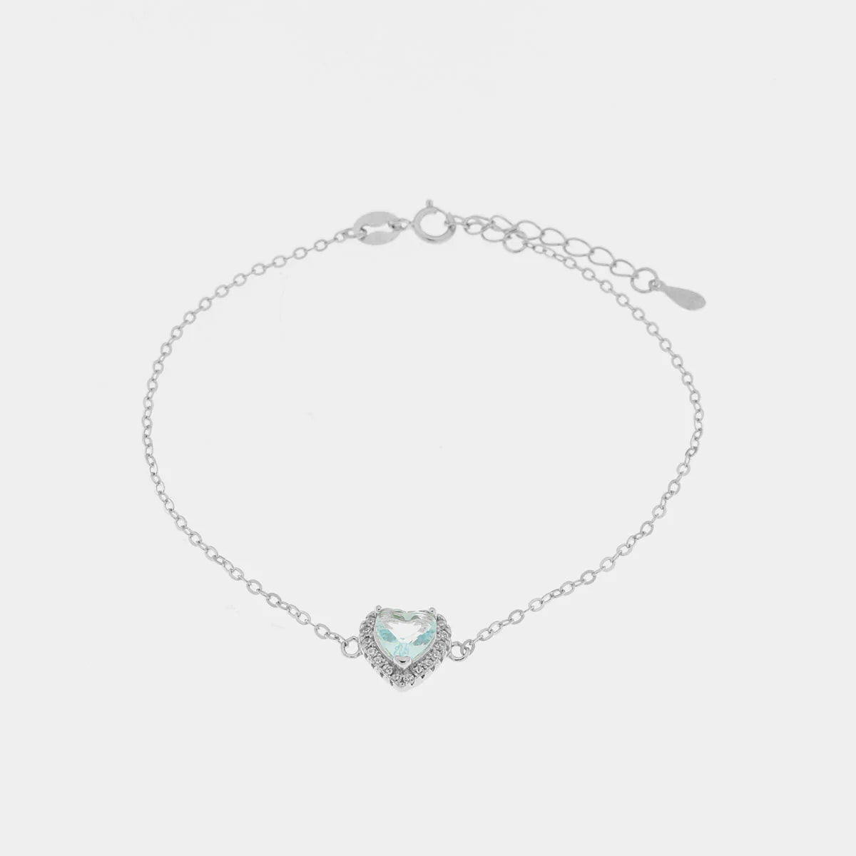Bracciale in argento con zircone e cuore azzurro | Rohome