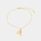 Bracciale in argento oro con ciondolo corno portafortuna rosa | Rohome