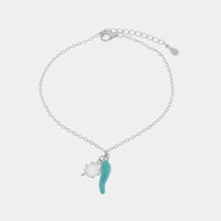 Bracciale in argento con ciondolo corno portafortuna azzurro | Rohome