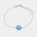 Bracciale in argento con ciondolo fiore azzurro | Rohome
