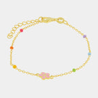 Bracciale in argento oro con ciondolo quadrifoglio rosa| Rohome