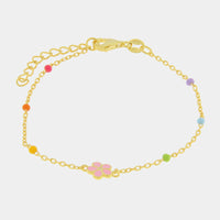 Bracciale in argento oro con ciondolo quadrifoglio rosa| Rohome