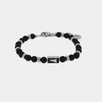 Bracciale Uomo con pietre nere e simbolo della sicilia | Rohome
