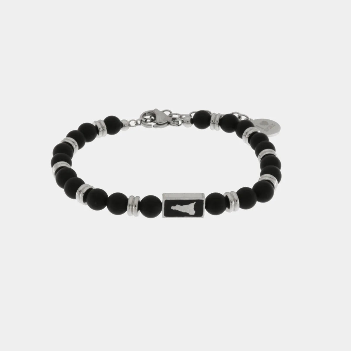 Bracciale Uomo con pietre nere e simbolo della sicilia | Rohome