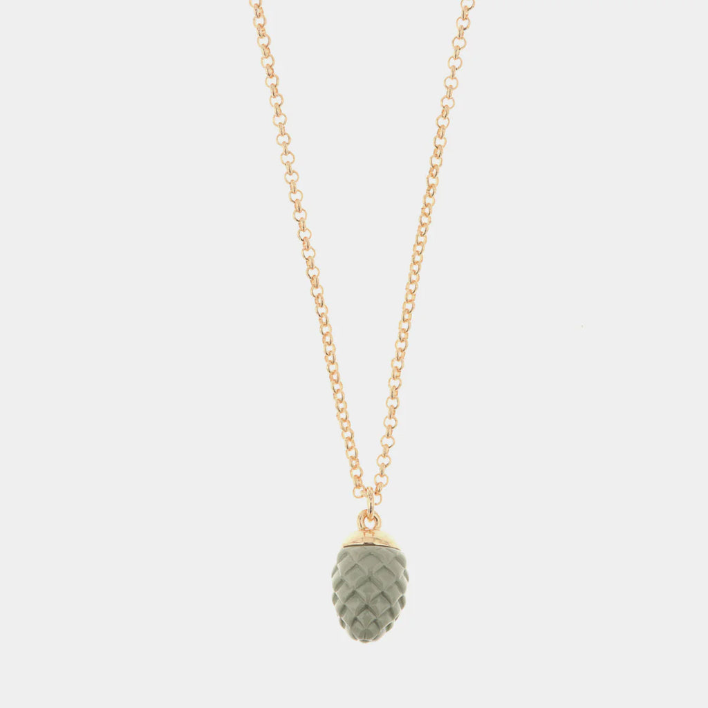 Collana in metallo con pendente pigna siciliana grigia | Rohome