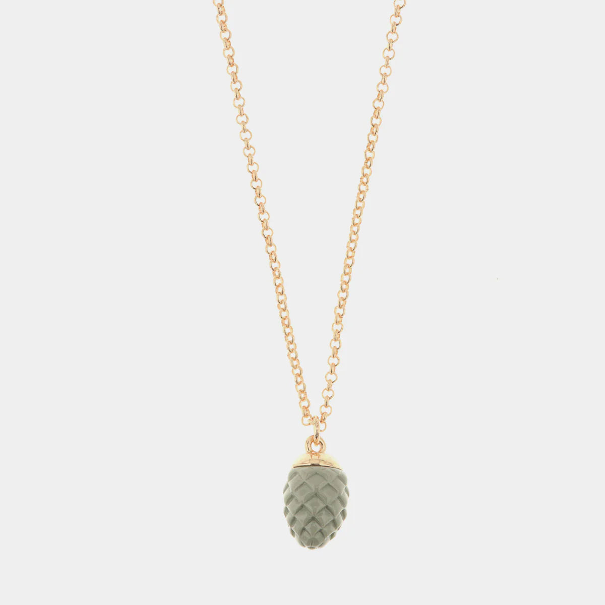 Collana in metallo con pendente pigna siciliana grigia | Rohome