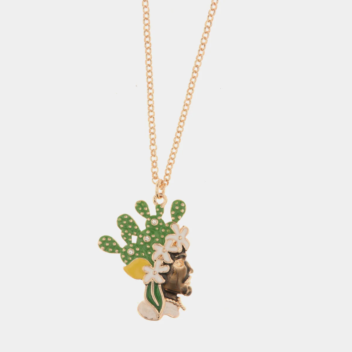Collana in metallo con pendente testa di moro lui verde | Rohome