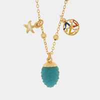 Collana in metallo con pendente pigna blu | Rohome