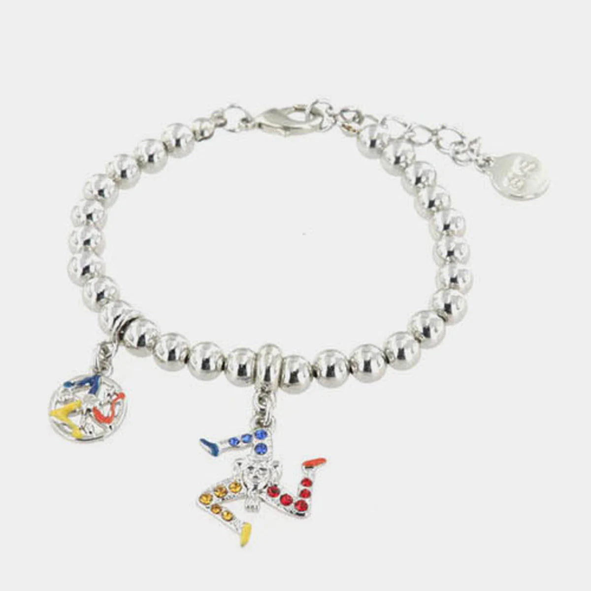Bracciale in Metallo rodio con pendente a forma di trinacria | Rohome