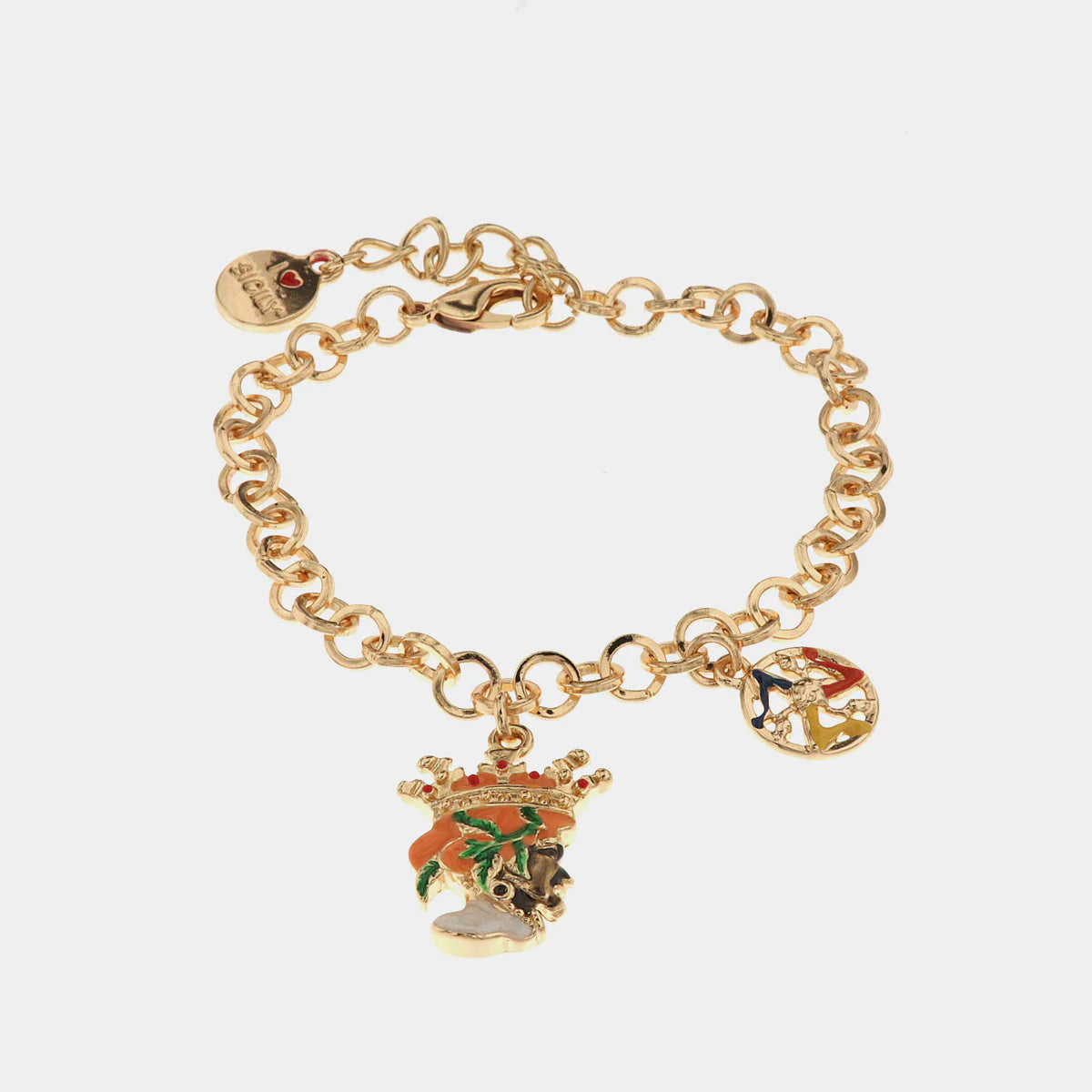 Bracciale in Metallo con pendente testa di moro arancione | Rohome