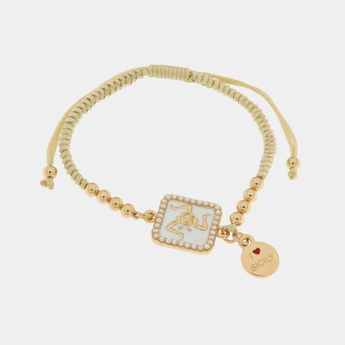 Bracciale in Metallo con cordino charm trinacria | Rohome