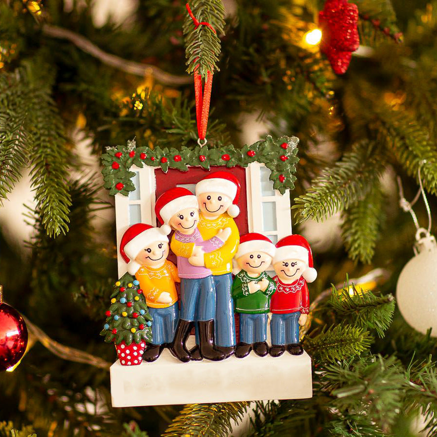 Decorazione Personalizzabile Coppia e 3 figli alla Porta di Casa | Rohome