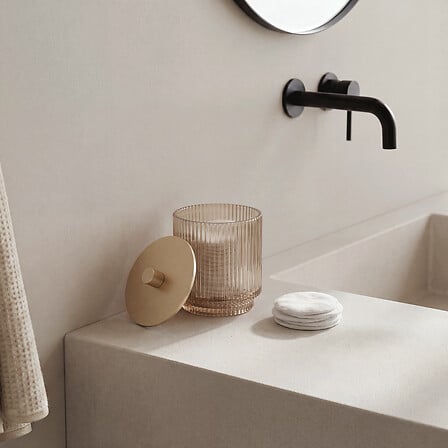 Porta cotone in vetro colore ambra | Rohome