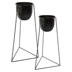 cache pot in metallo nero con base | Rohome | Rohome