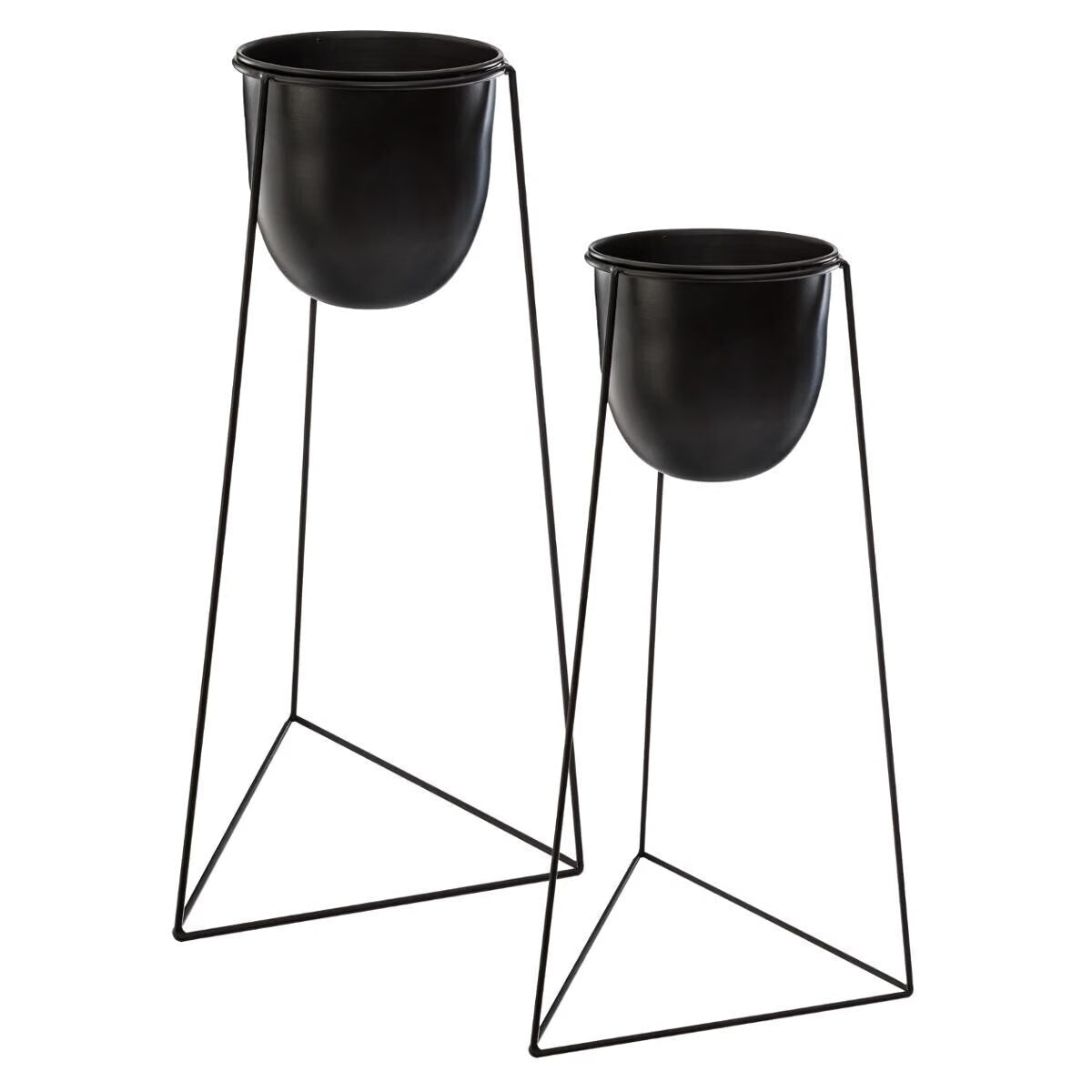 cache pot in metallo nero con base | Rohome | Rohome