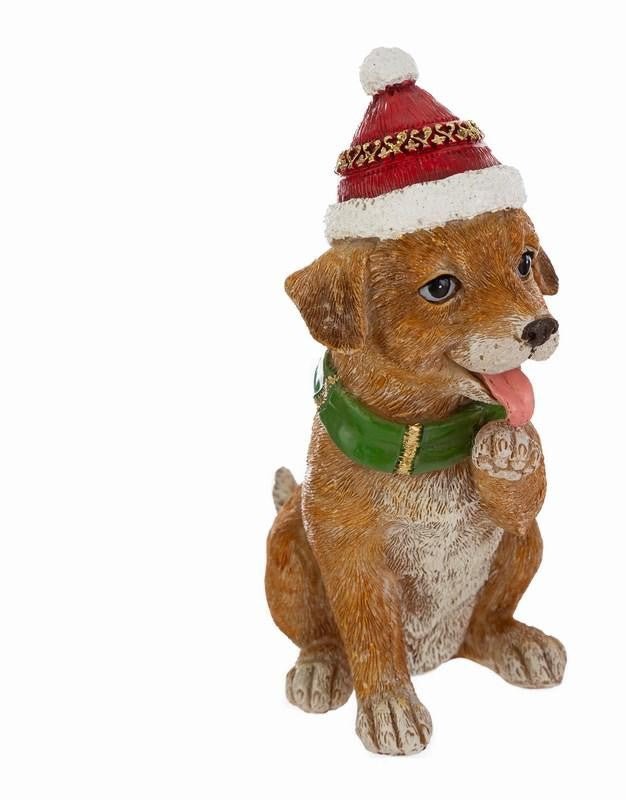 Cagnolino in resina natalizio con cappello | Rohome | Rohome