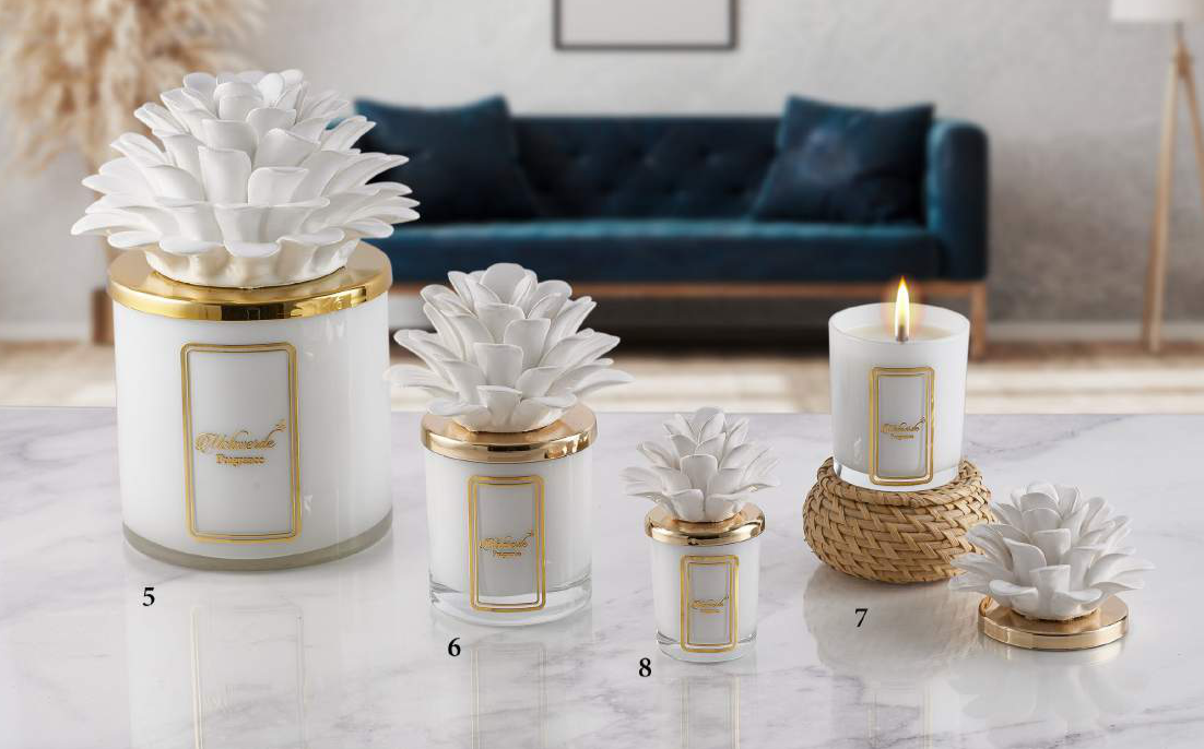 Melaverde - dahlia candle 100g white | rohome