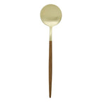 Set 24 posate acciaio inossidabile colore oro e legno | rohome