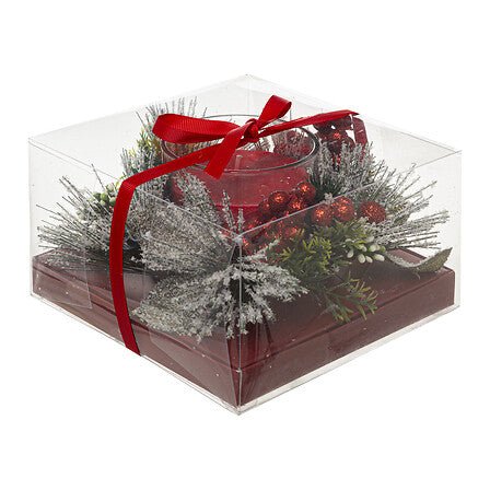 Centrotavola Natalizio con candela rosso | Rohome | Rohome