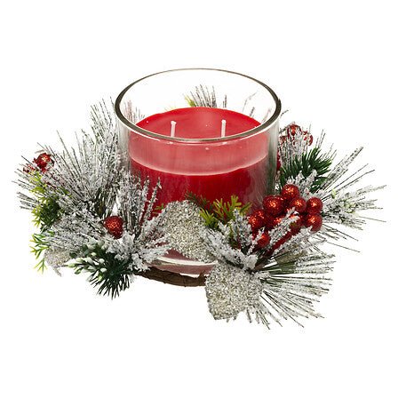 Centrotavola Natalizio con candela rosso | Rohome | Rohome