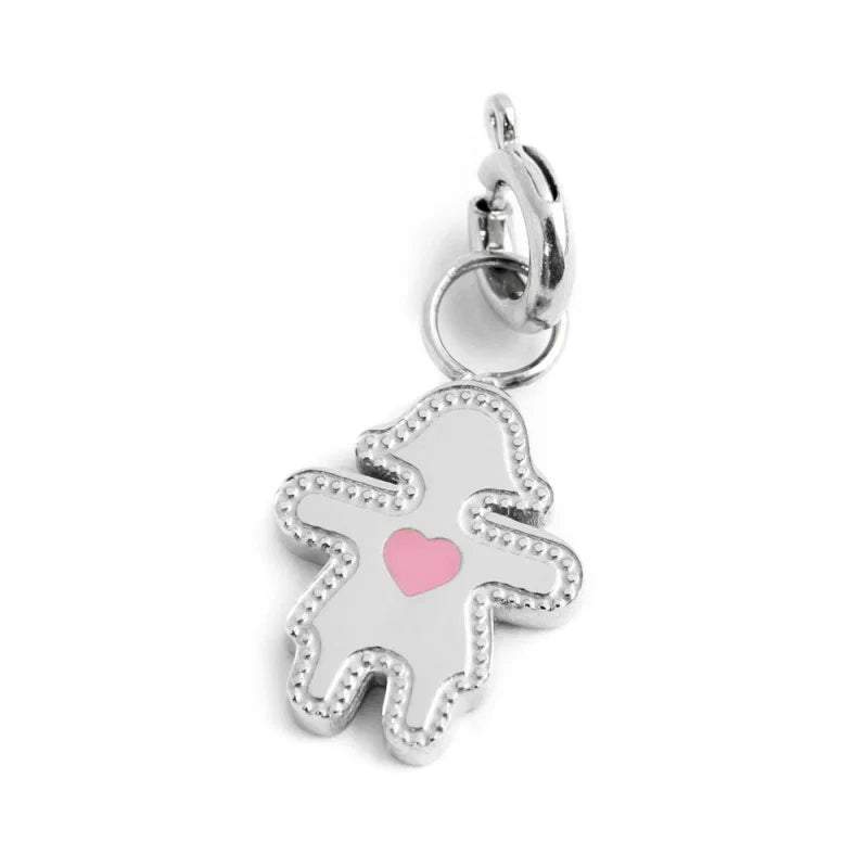 Marlù - Charm silver  bimba cuore smalto rosa | Rohome
