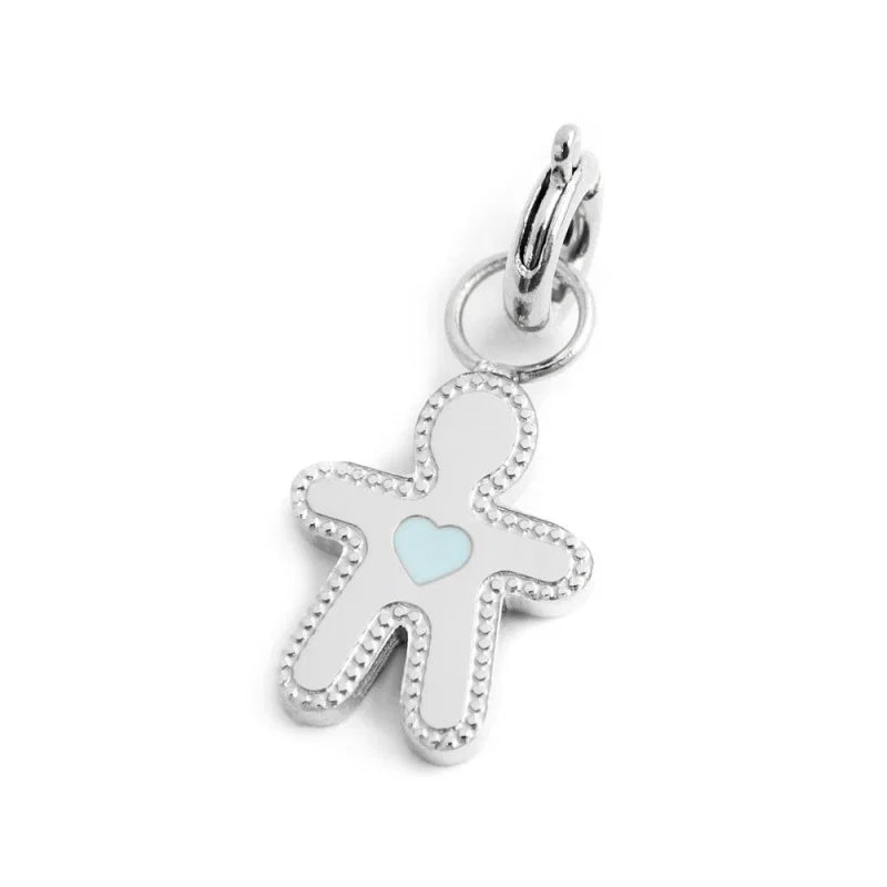 Marlù - Charm silver bimbo cuore smalto azzurro | Rohome