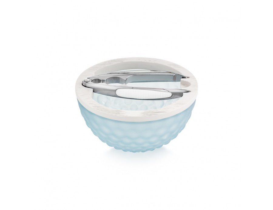 Ciotola in vetro noci con rompinoci celeste e bianco bubble | Rohome | Rohome