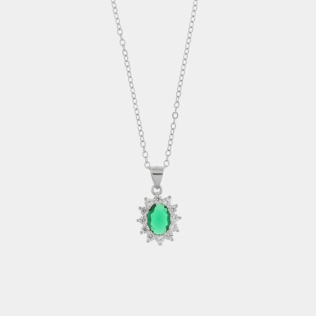 Collana in Argento con zirconi trasparente e verde | Rohome - Rohome