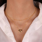 Collana in Argento cuore con doppia catena e zirconi | Rohome - Rohome