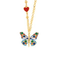 Collana in metallo con farfalla e cuore rosso | Rohome | Rohome