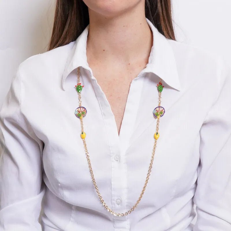 Collana in Metallo con fico d'india, limoni | Rohome | Rohome