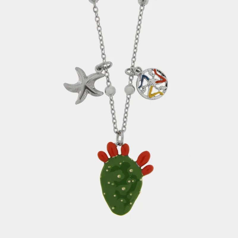 Collana in metallo con pala di ficodindia e charm | Rohome | Rohome