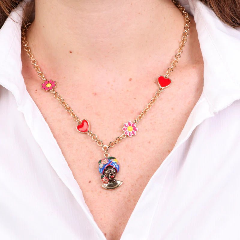 Collana in metallo con testa di moro blu | Rohome | Rohome