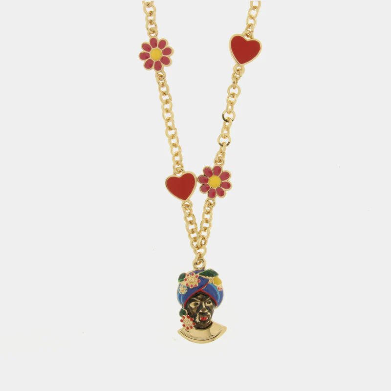 Collana in metallo con testa di moro blu | Rohome | Rohome