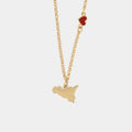 Collana in metallo Sicilia e cuore rosso | Rohome | Rohome