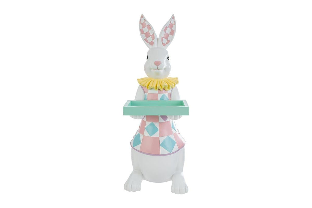 Coniglio pasquale grande con vassoio in resina h61.5cm | Rohome | Rohome
