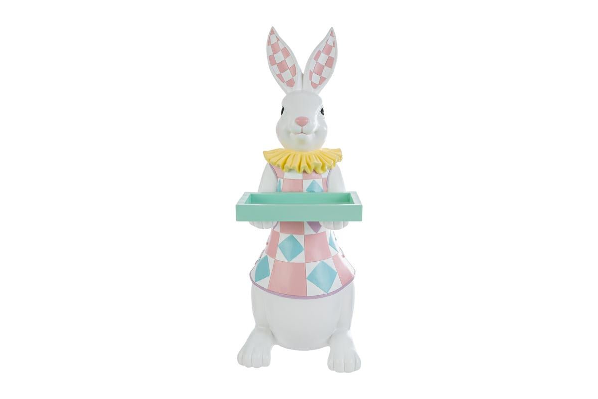 Coniglio pasquale grande con vassoio in resina h61.5cm | Rohome | Rohome