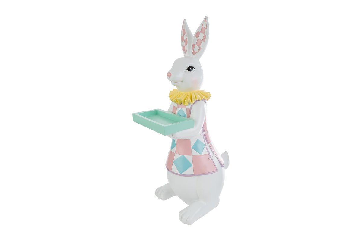 Coniglio pasquale grande con vassoio in resina h61.5cm | Rohome | Rohome