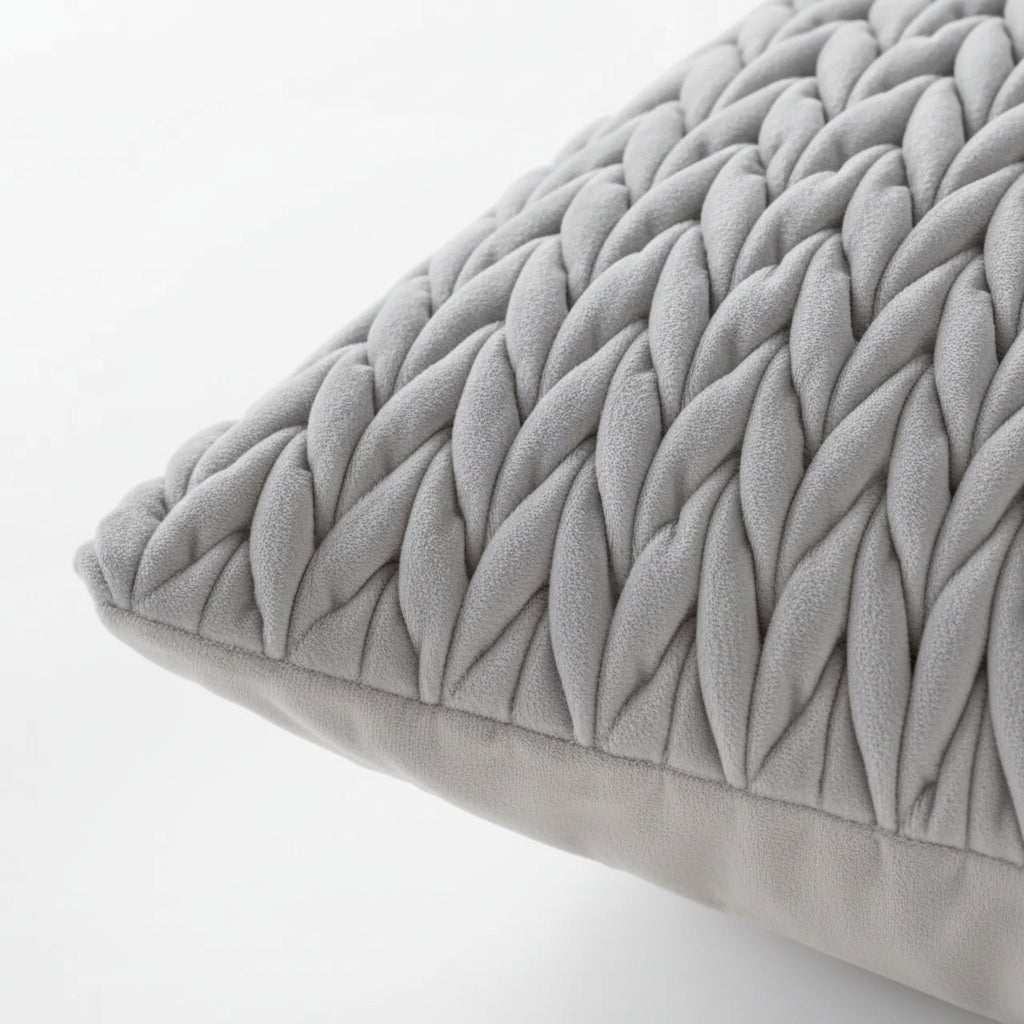 Cuscino arredo in velluto intreccio grigio | Rohome | Rohome