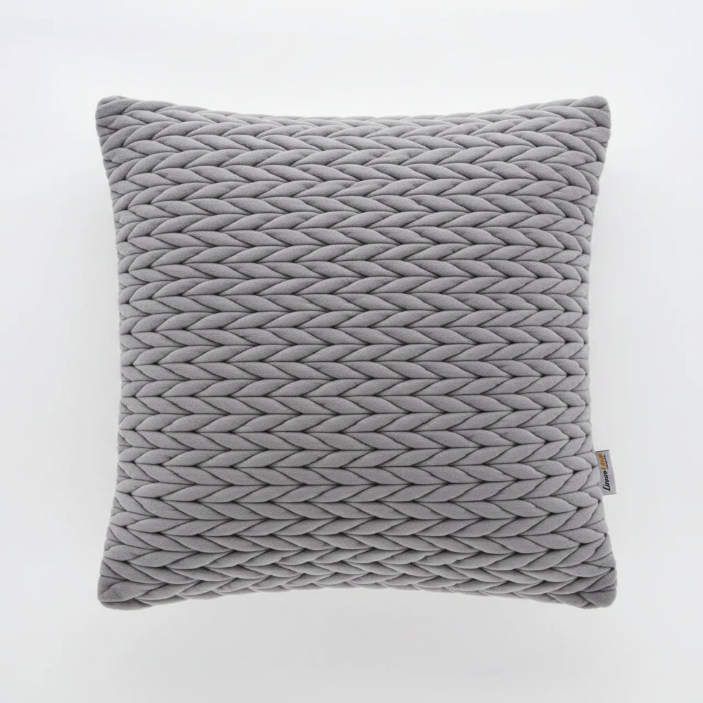 Cuscino arredo in velluto intreccio grigio | Rohome | Rohome