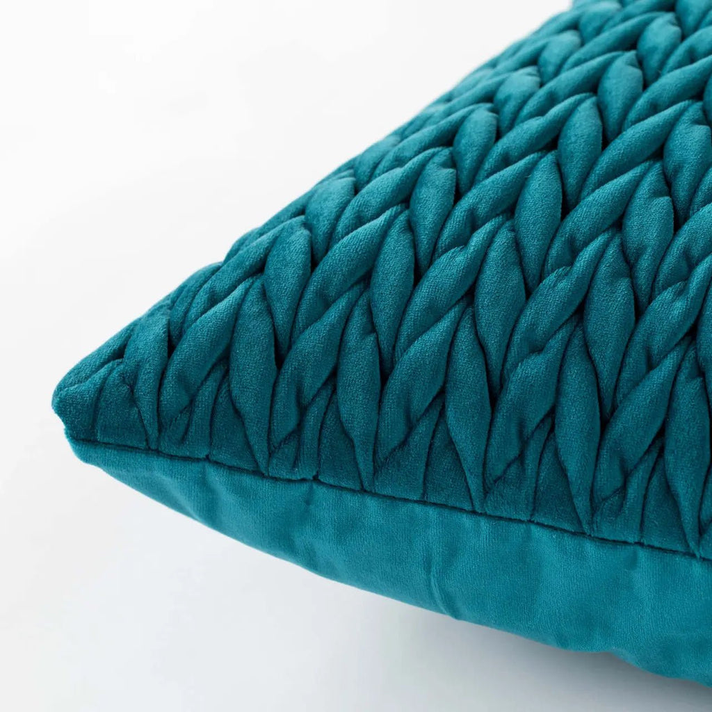 Cuscino arredo in velluto intreccio ottanio | Rohome | Rohome