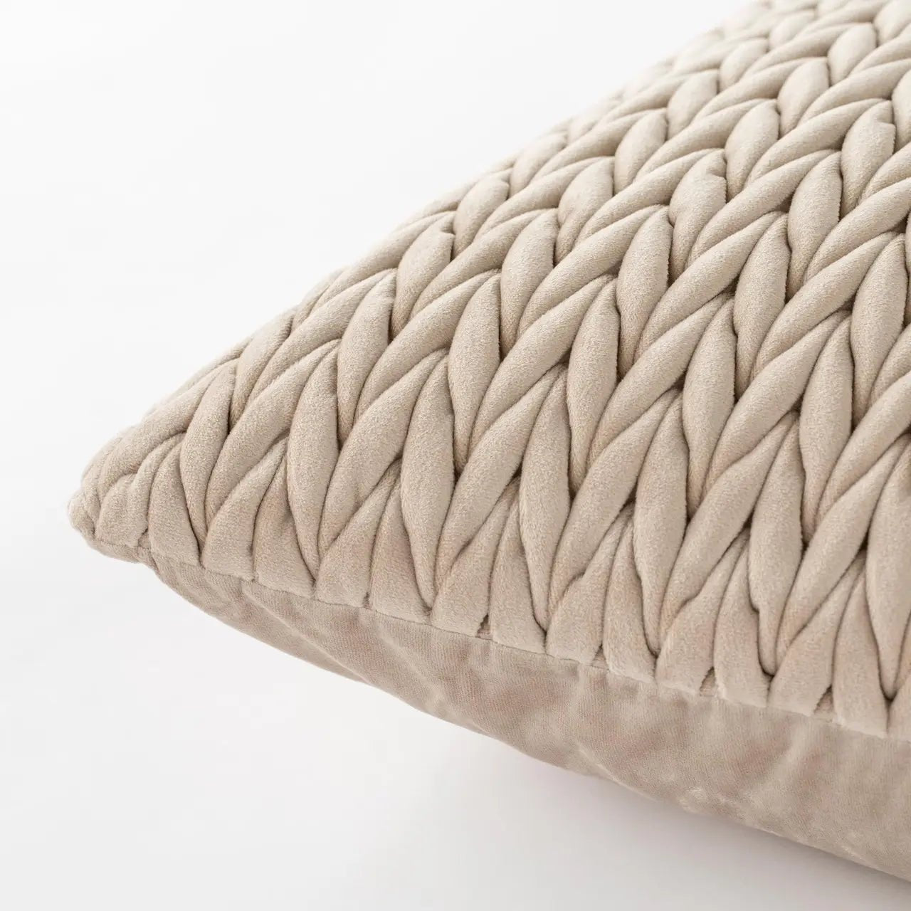 Cuscino arredo in velluto intreccio tortora | Rohome | Rohome